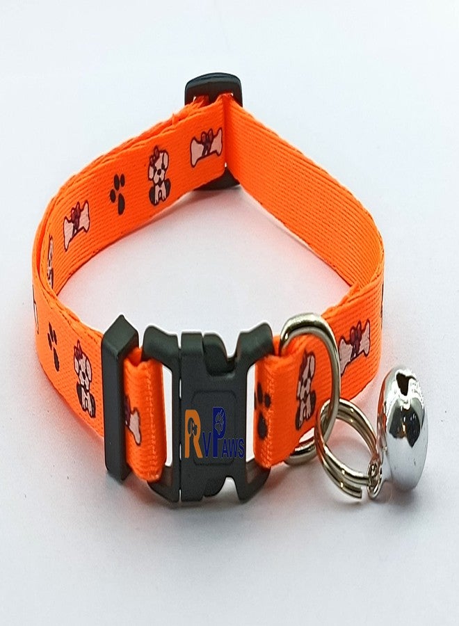 Pups&Pets طقم طوق وحزام ومقود من النايلون الناعم مطبوع عليه شكل مخلب/عظمة من Pups&Pets، مقاس 15 مم، للكلاب الصغيرة والجراء - برتقالي - Image 4